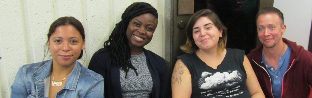 Sandra Galicia, Alimot Yusuff, Iliana Figueroa, and Boyd Bellinger sit together.