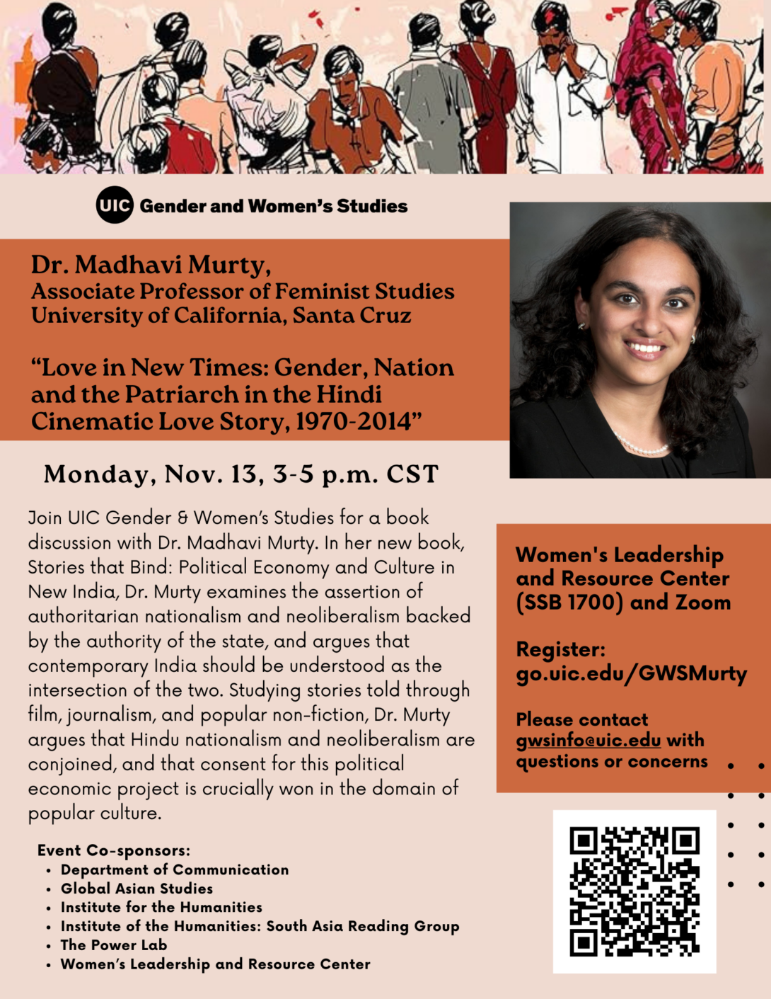 graphics of event flyer image of professor murty